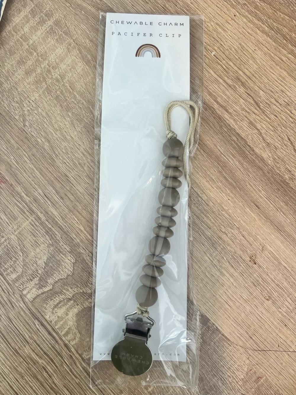 Silicone Bead Pacifier Clip - Neutral Beige